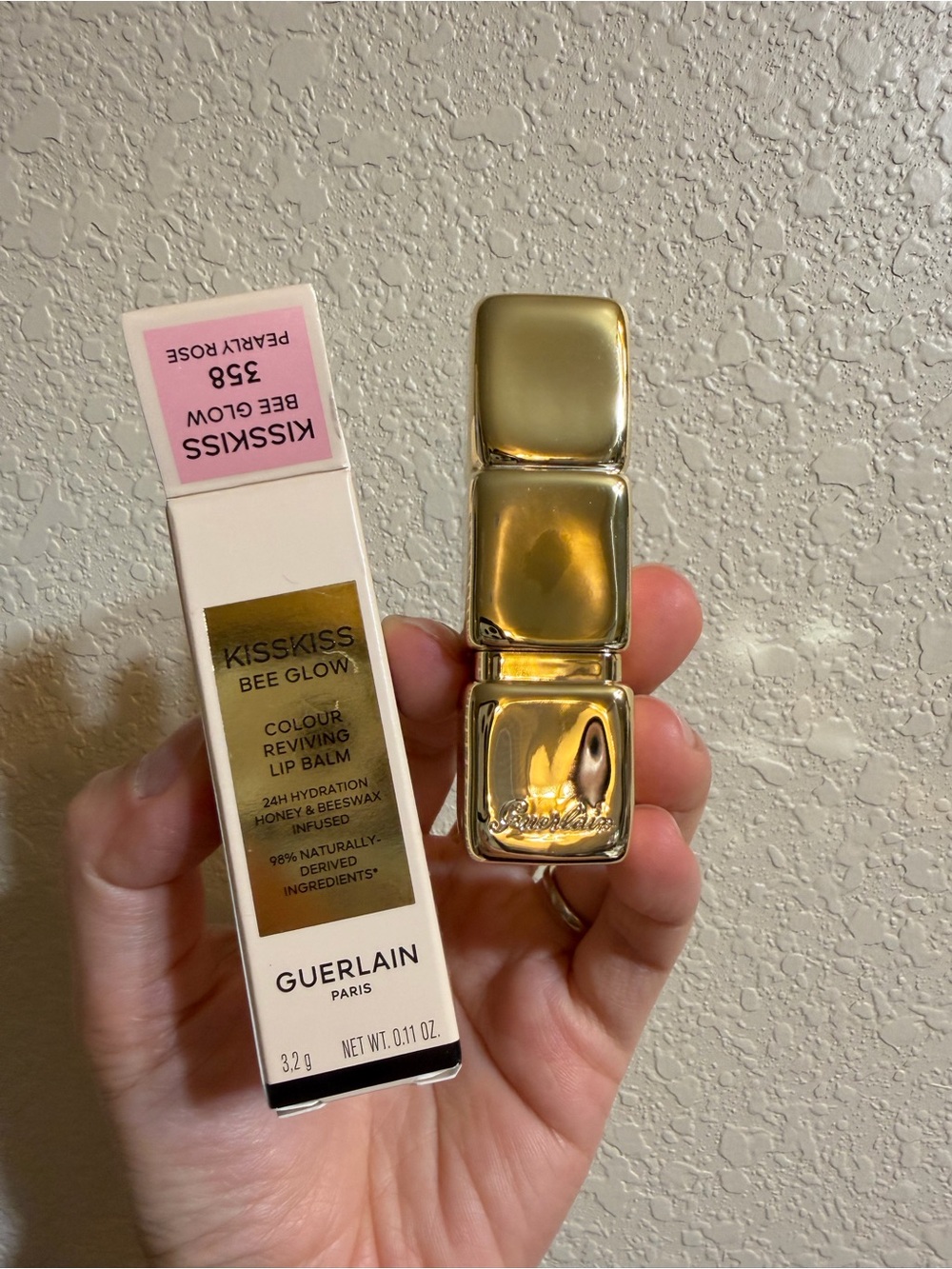 NEW Guerlain KissKiss Bee Glow 358 Pearly Rose Lip Balm 3.2g
